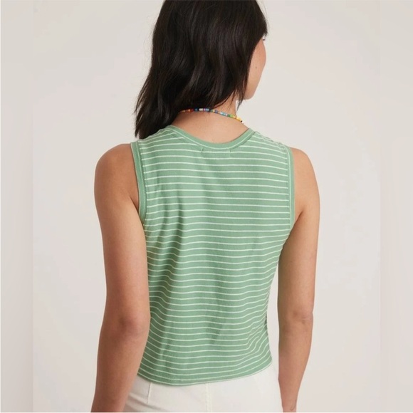 MARINE LAYER Green and White Lydia Textured Striped Tank Top Size XL - Picture 16 of 16